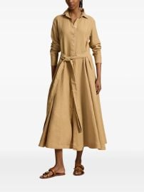 Polo Ralph Lauren Belted Florence Midi Shirt Dress | Brown | FARFETCH at Farfetch